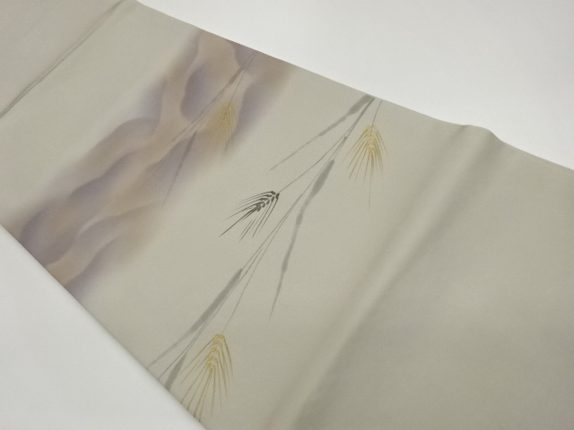 Nagoya obi with openwork design of barley in shiose gold leaf (framed tailoring)